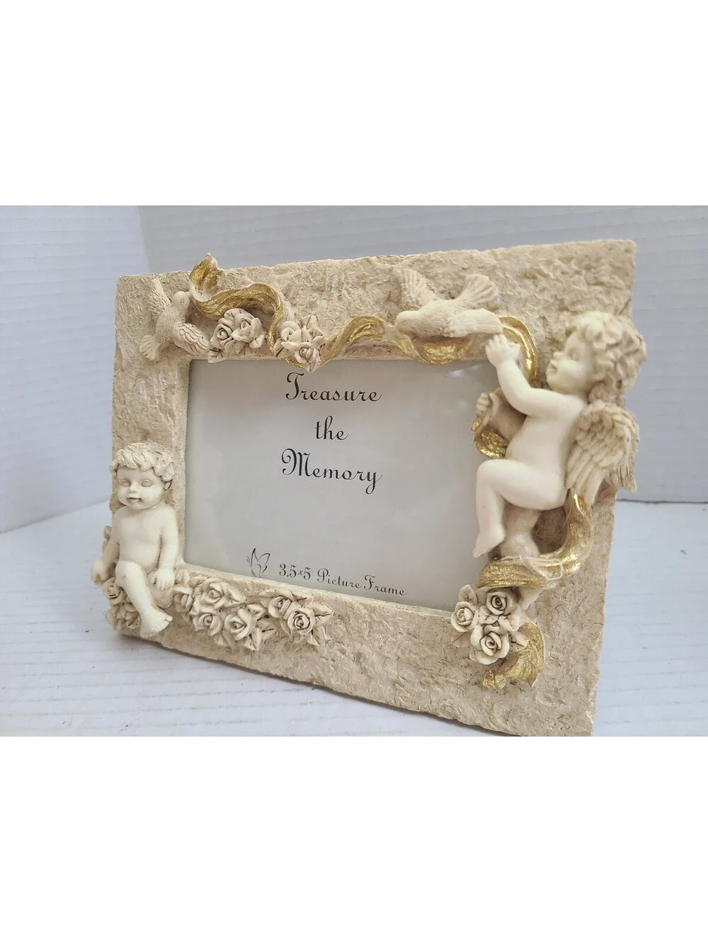 Vintage Resin Cherub Angel Picture Photo Frame 3.5x5